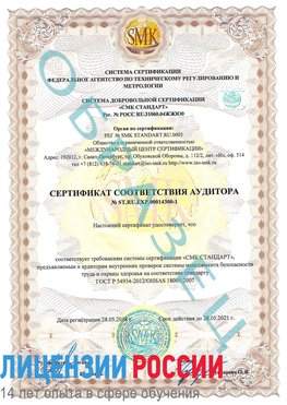 Образец сертификата соответствия аудитора №ST.RU.EXP.00014300-1 Константиновск Сертификат OHSAS 18001