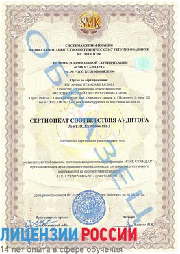 Образец сертификата соответствия аудитора №ST.RU.EXP.00006191-3 Константиновск Сертификат ISO 50001