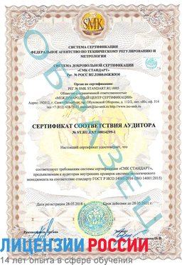 Образец сертификата соответствия аудитора №ST.RU.EXP.00014299-1 Константиновск Сертификат ISO 14001